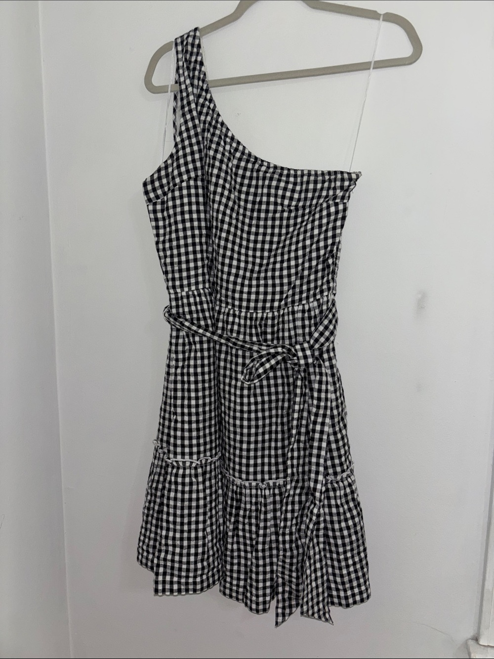 crown & ivy Black and White Gingham One-Shoulder Dress - Picture 1 of 2